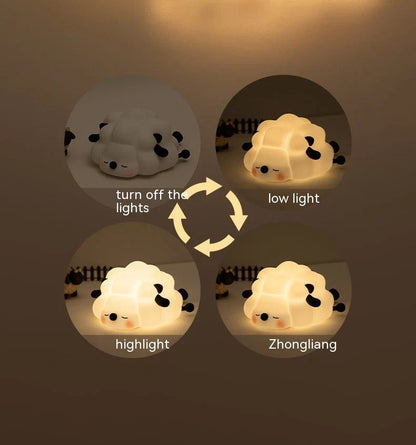 Cozy Sheep Night Light with adjustable brightness and timer for soothing sleep