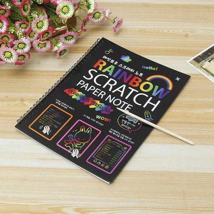 Large 26x19cm children's scratch art paper for DIY creative painting activities