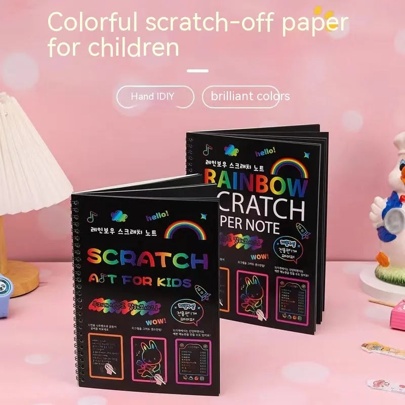 Large 26x19cm children's scratch art paper for DIY creative painting activities