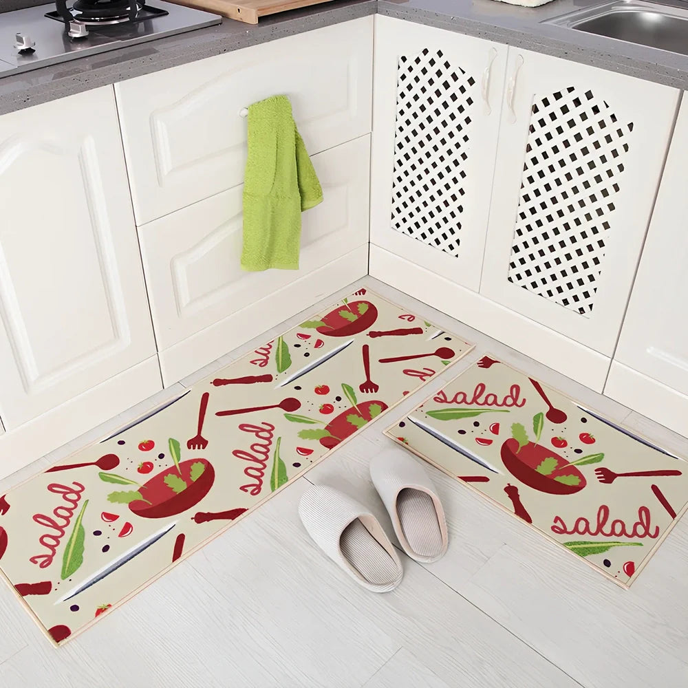 Kitchen non-slip mat with 10mm thickness showing textured surface and water-absorbent sponge lining