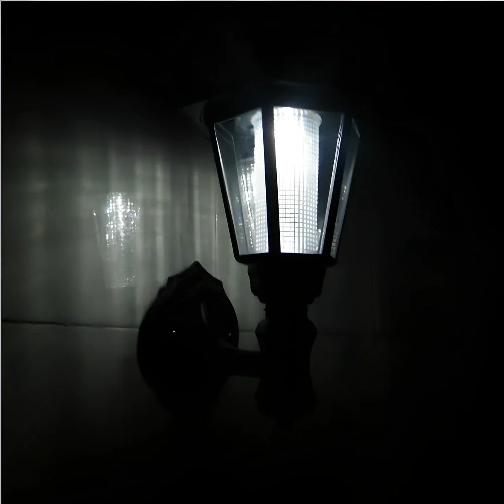 Hexagonal solar wall light with 20cm design and IP44 weather protection for outdoor gardens