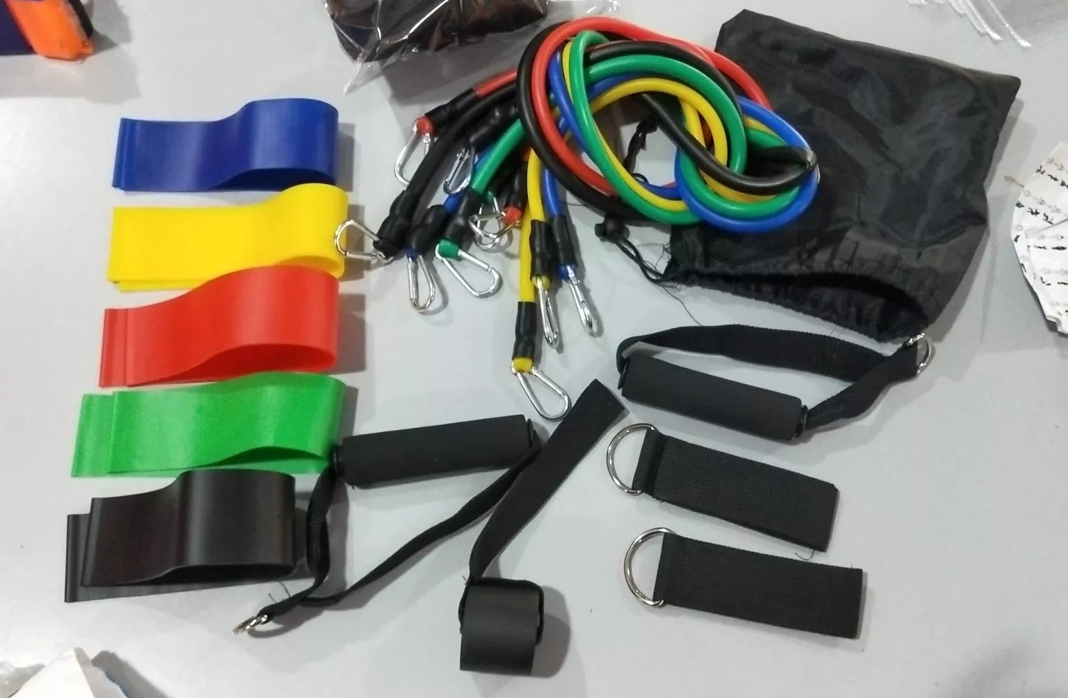 Pull Rope Elastic Rope Strength Training Set with multiple resistance bands and accessories