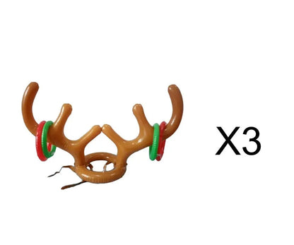 Inflatable Christmas reindeer antler hat ring toss game with 80cm antlers and red and green throwing circles