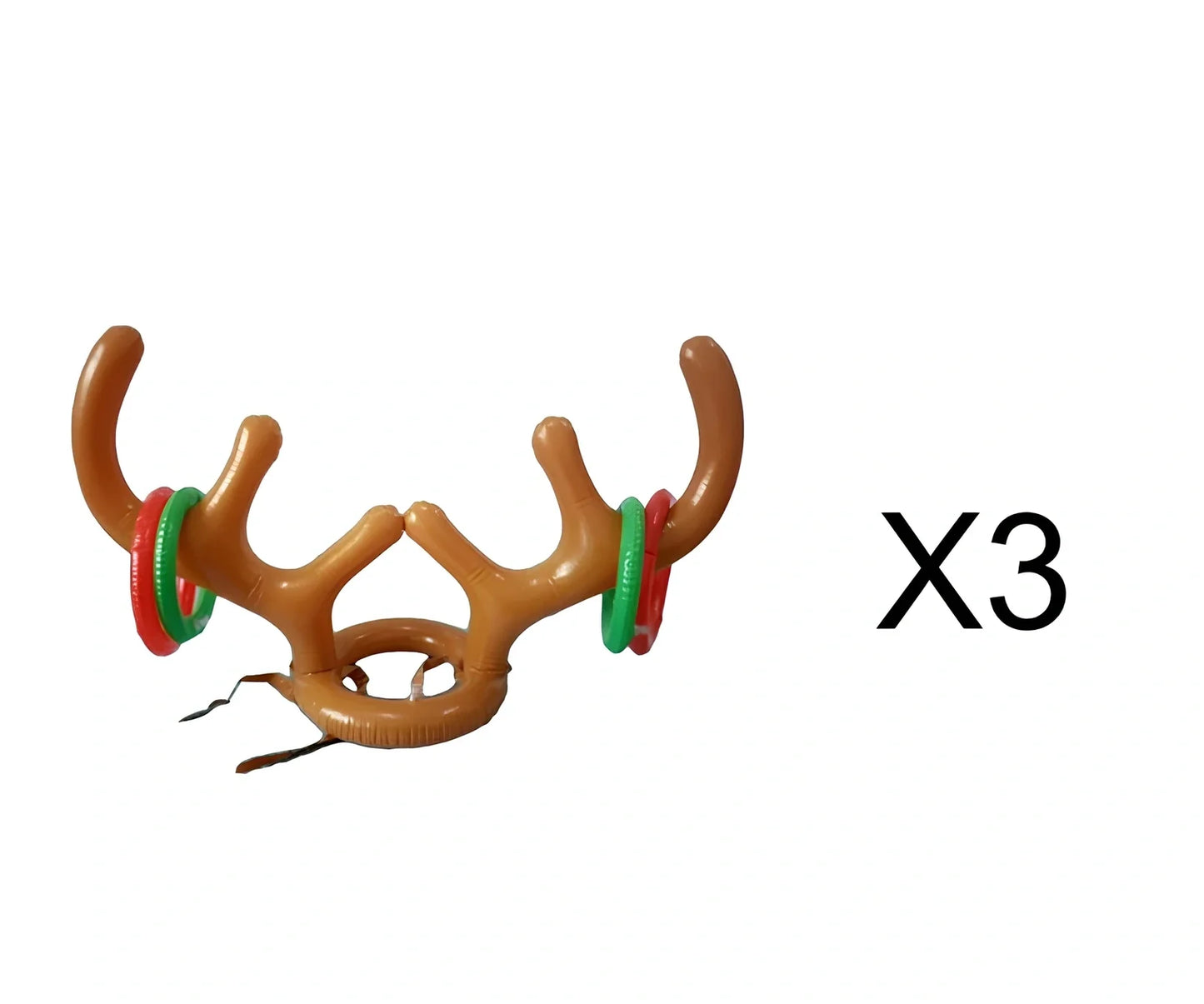 Christmas inflatable reindeer antler hat ring toss game with 80cm antlers and coloured throwing rings