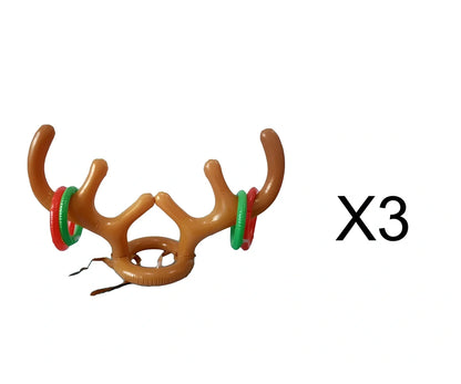 Christmas inflatable reindeer antler hat ring toss game with 80cm antlers and coloured throwing rings