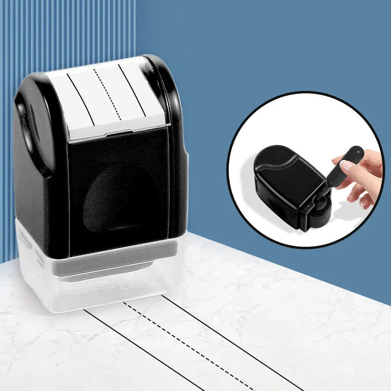 Plastic educational roller stamp in rectangular shape with choice of seven ink colours.