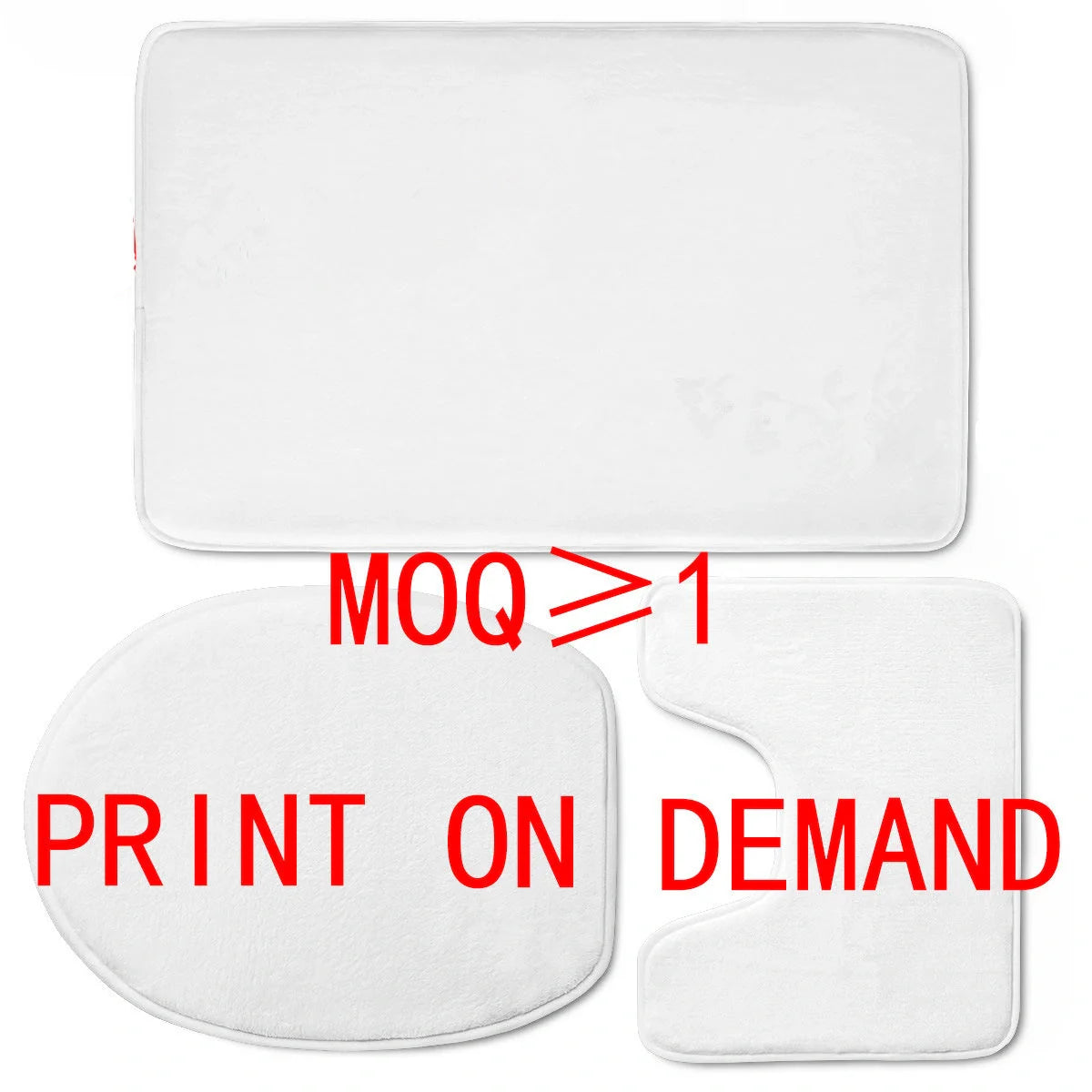 Custom 3D style bathroom set with flannel mats and toilet seat cover in various patterns