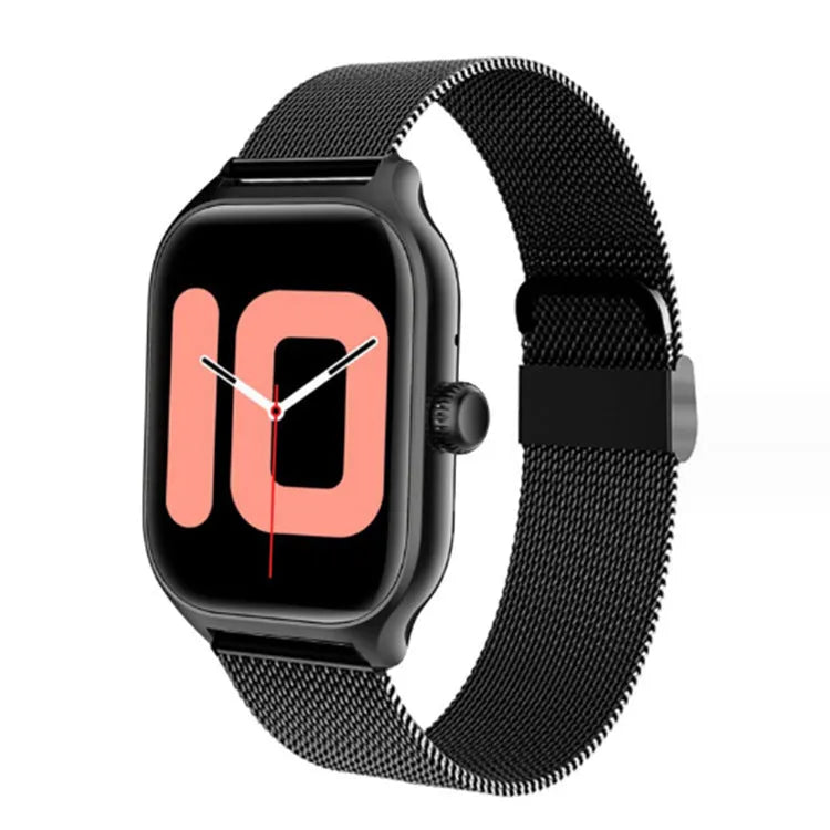 Black Bluetooth smart watch with full touch screen TFT display and silicone strap for heart rate and activity tracking
