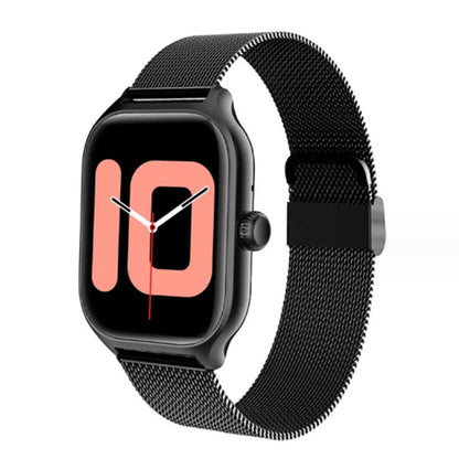 Black Bluetooth smart watch with full touch screen TFT display and silicone strap for heart rate and activity tracking