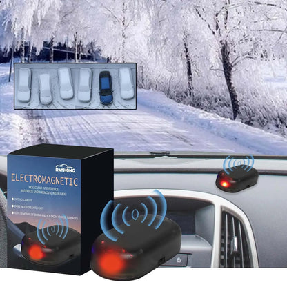 Black car deicer tool for snow removal measuring 5cm long on vehicle dashboard