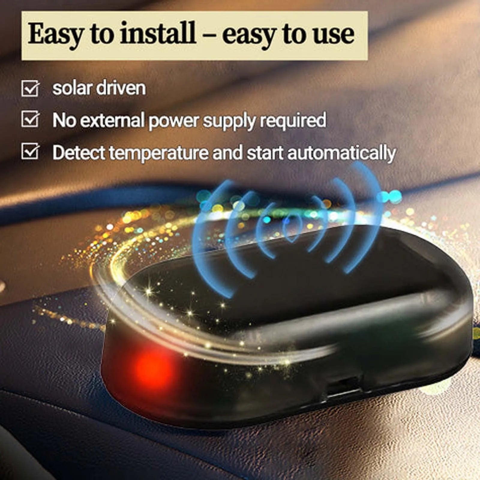 Black car deicer tool for snow removal measuring 5cm long on vehicle dashboard