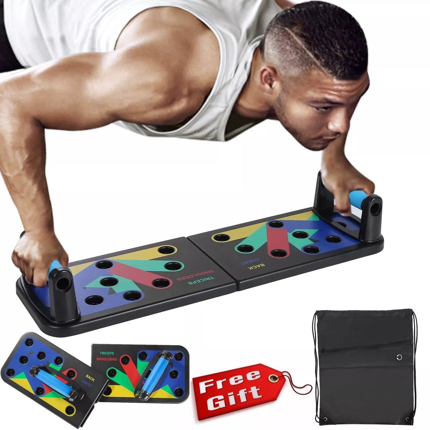 Multifunctional Push-ups Fitness Board Bracket Aid folded and opened views