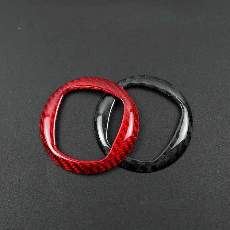Real dry carbon fibre steering wheel decorative cover in black and red colour options.