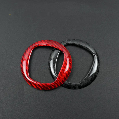 Real dry carbon fibre steering wheel decorative cover in black and red colour options.