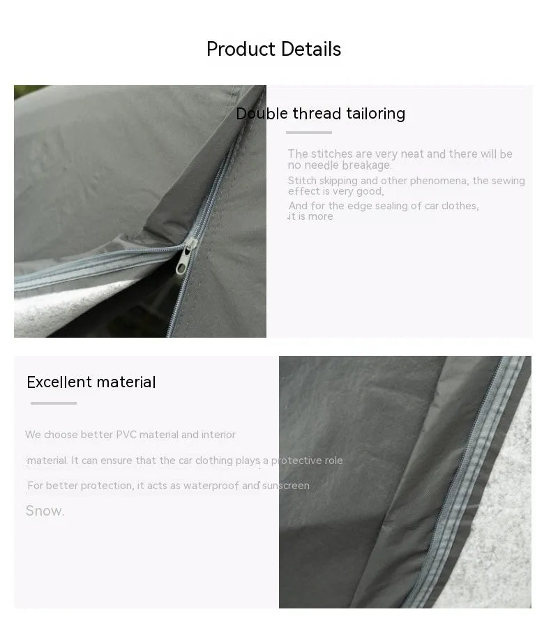 Grey PVC chemical fibre car cover for Volkswagen vehicles showing rainproof sun protection features