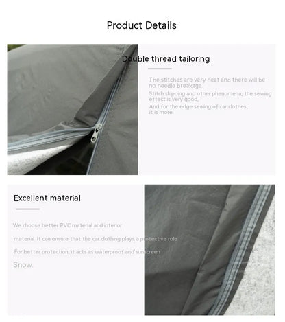 Grey PVC chemical fibre car cover for Volkswagen vehicles showing rainproof sun protection features