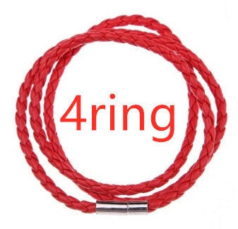 Personalized men's braided leather bracelet with stainless steel beads and custom name charm