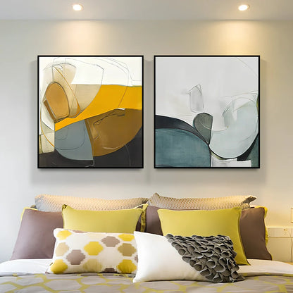 Frameless 30x30cm abstract pattern wall print in Nordic style with spray-painted fabric film, waterproof for bedroom decor