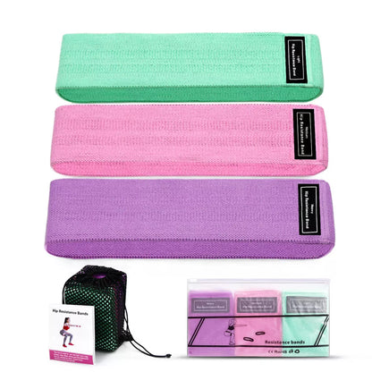Latex mesh resistance band for hip and leg strength training in various colors and sizes