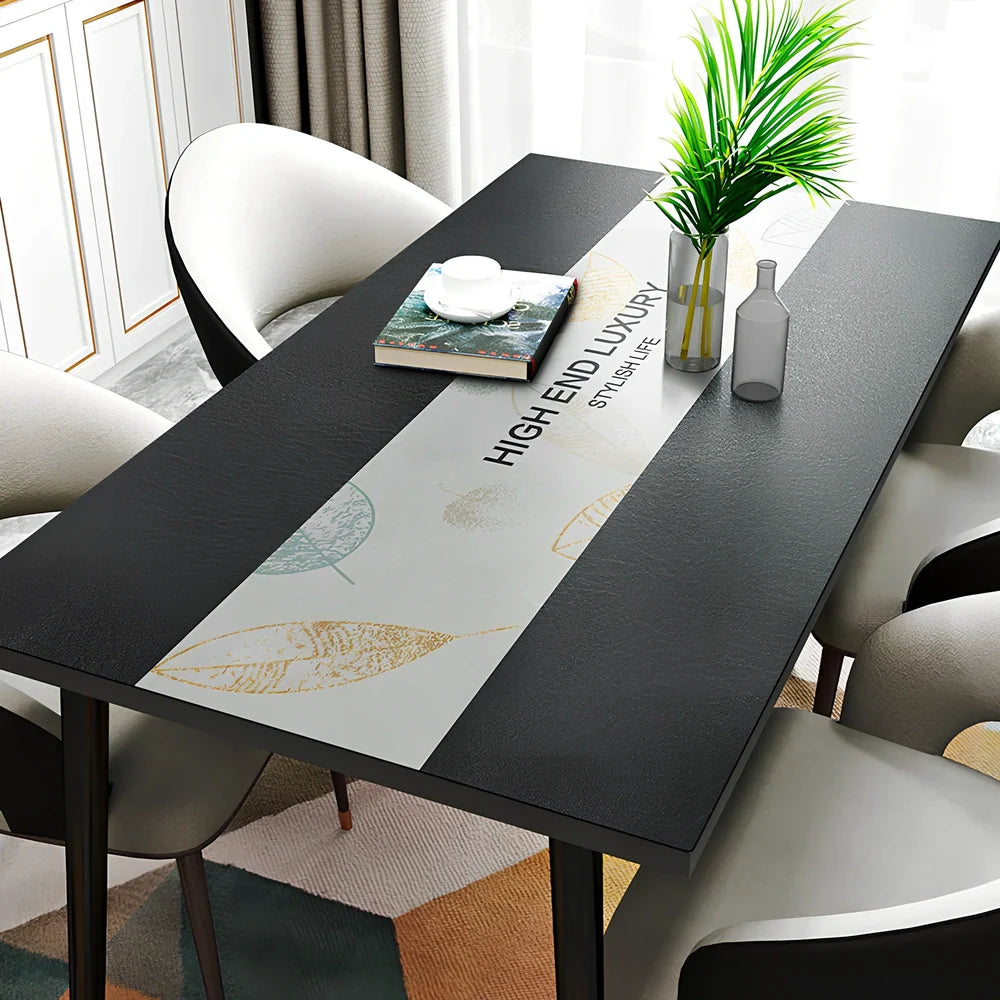 Rectangular black PVC tea table mat and cloth set, 70x140cm size, waterproof Northern Europe style protection