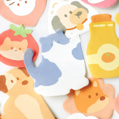 Small animal shaped sticky note set with 90 pages, showing six colourful cover options including bunnies, kittens, and otters