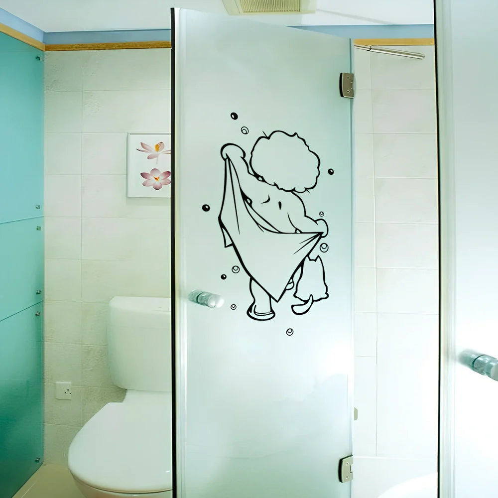 Baby shower bathroom wall sticker with carved design measuring 26cm by 43cm