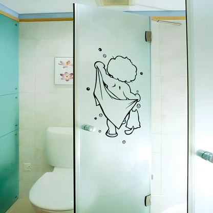 Baby shower bathroom wall sticker with carved design measuring 26cm by 43cm