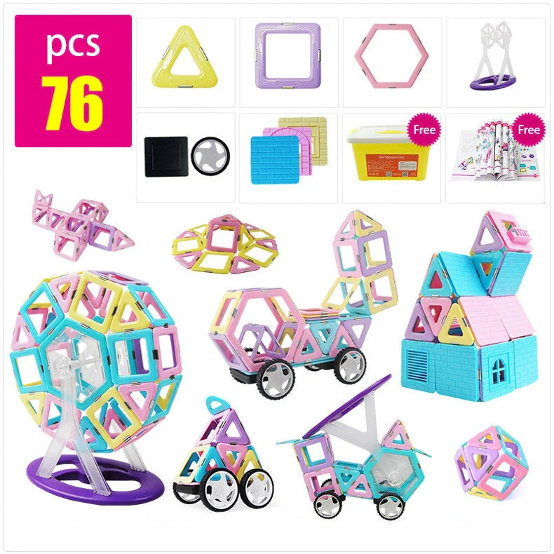 Magnetic building blocks educational toy set with ice cream colors and strong magnets