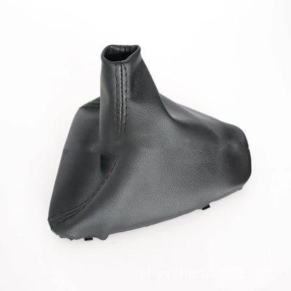Black PU artificial leather gear stick dust cover for BMW 3 Series models.