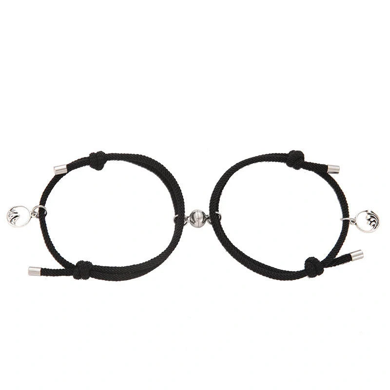 Alloy Eachother Couple Bracelet with magnetic buckle and adjustable design