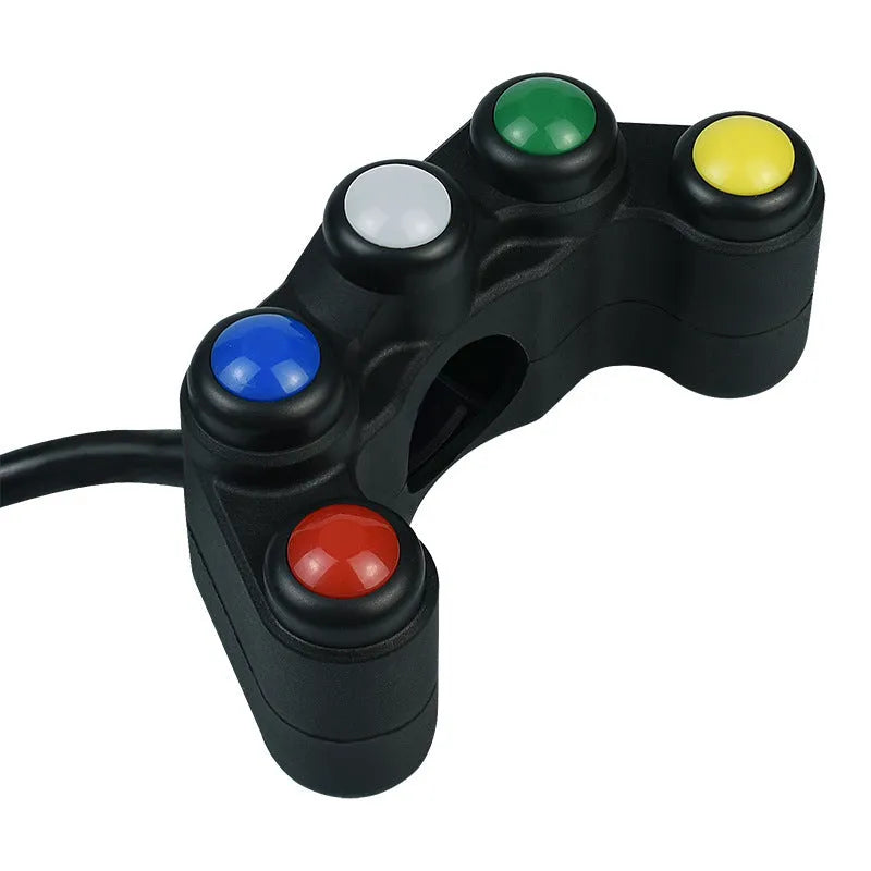 Five-position plastic rotary switch with coloured buttons for vehicle accessory control
