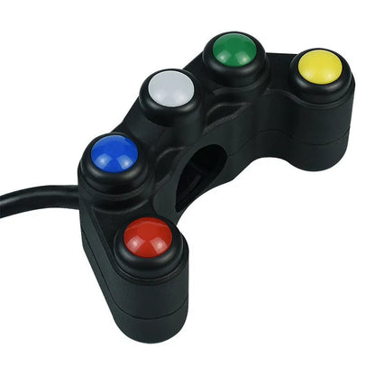 Five-position plastic rotary switch with coloured buttons for vehicle accessory control
