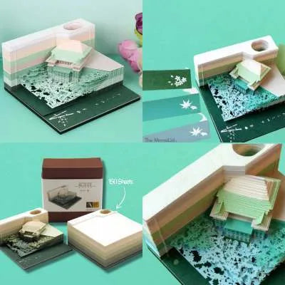 One Piece anime architecture modelling sticky notes notepad, 80mm by 45mm, on craft paper.