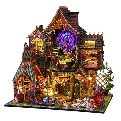 Hand-assembled 3D wooden puzzle model with LED lighting measuring 26.5×19.5×27cm