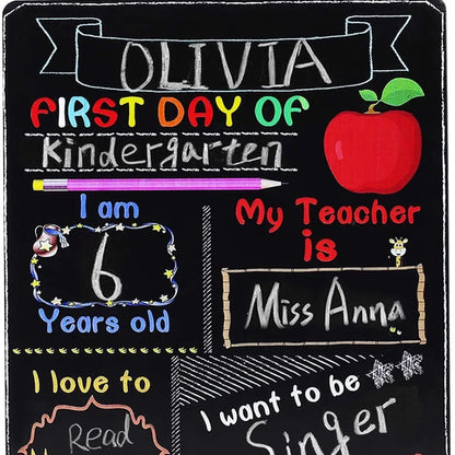 Wooden First Day Of School blackboard ornament with modern simplicity design on a density plate.