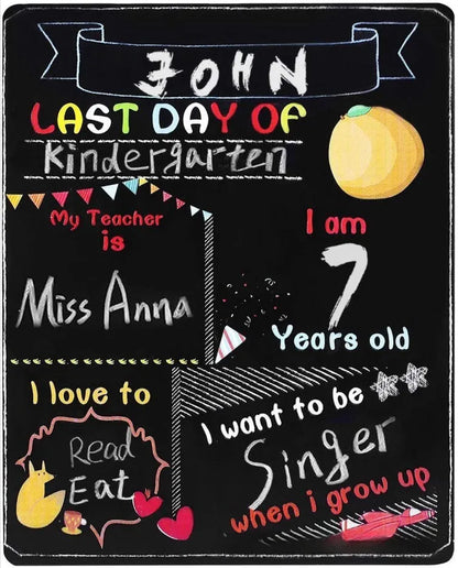 Wooden First Day Of School blackboard ornament with modern simplicity design on a density plate.