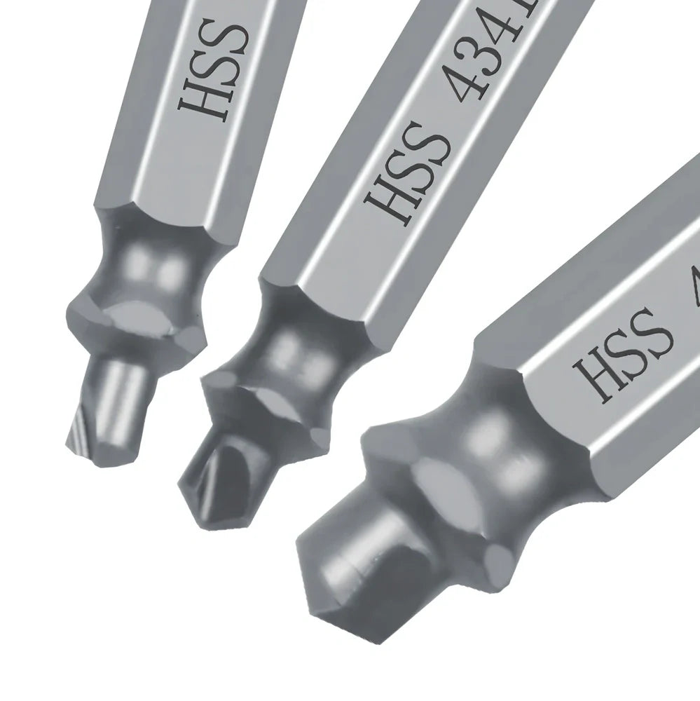 6-piece slip-tooth head screw remover set crafted from 4341 high-speed steel for removing stubborn screws