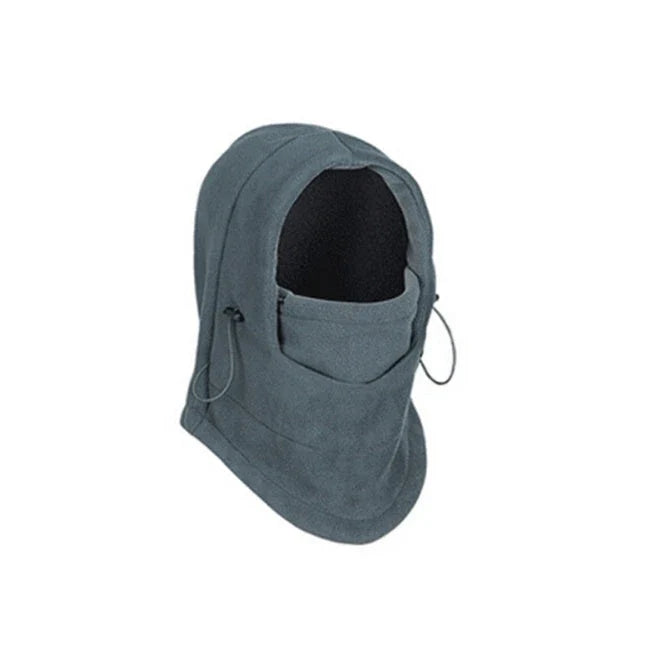 A versatile windproof ski hat with an integrated face mask and neck gaiter, providing complete protection from the elements during outdoor activities.
