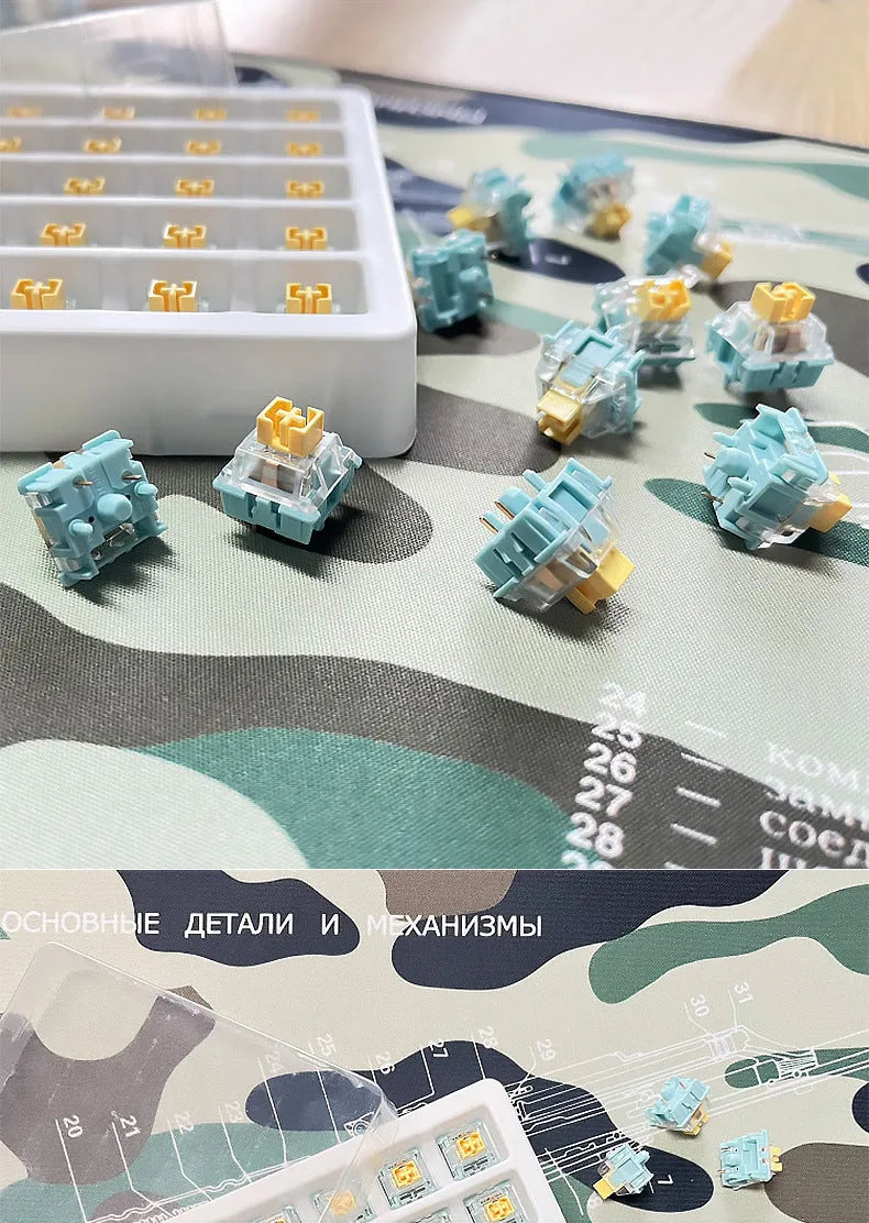 36 Tiger Mo Sea Salt Lemon PRO Mute mechanical keyboard switches with linear design and 45g actuation force