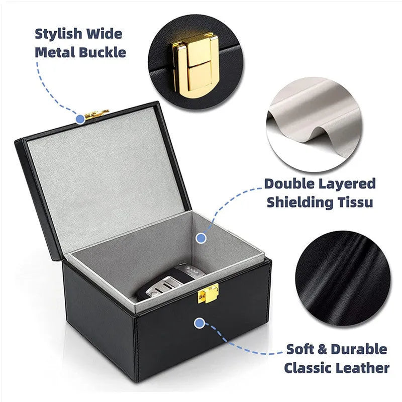 Carbon fibre anti-theft shielding box set with RFID blocking key cases for card protection