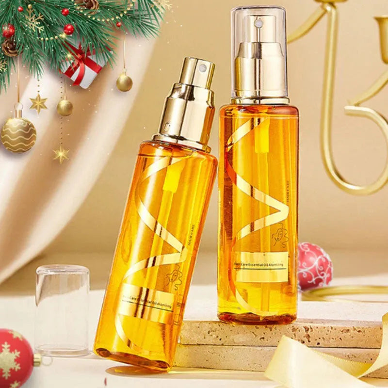 Gold 70ml perfume soft hair care spray bottle for dry and frizzy hair, wash-free anti-static
