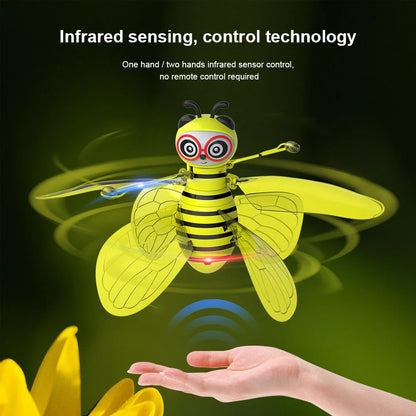 Infrared Flying Bee Drone with hands-free controls, flexible blades, and smooth surface for safe indoor flight