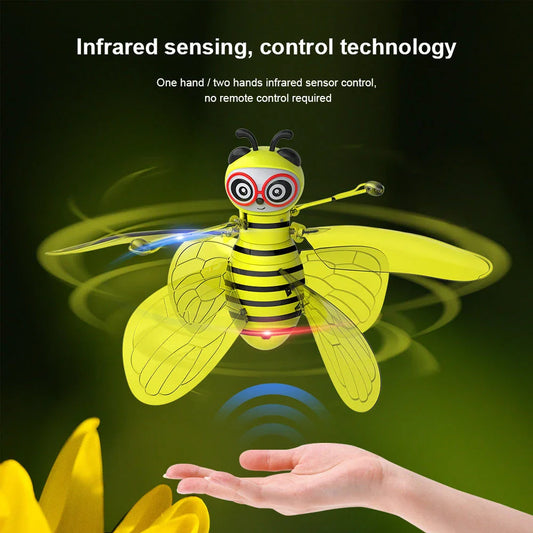 Infrared Flying Bee Drone with hands-free controls, flexible blades, and smooth surface for safe indoor flight