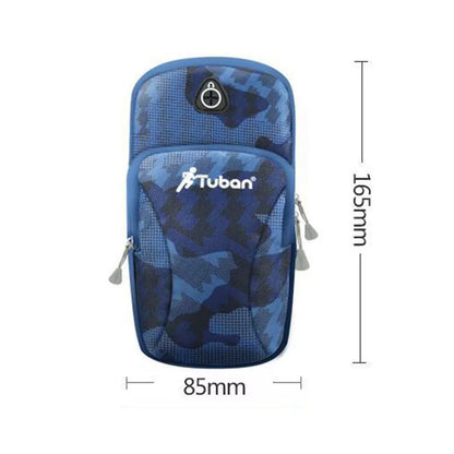 Running phone arm bag in blue and pink, adjustable strap, durable Oxford cloth