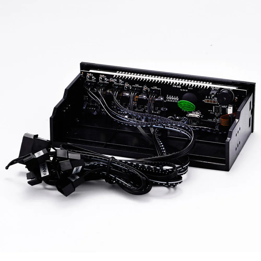Black PC chassis touch screen temperature controller for optical drive bay installation with colourful LED display