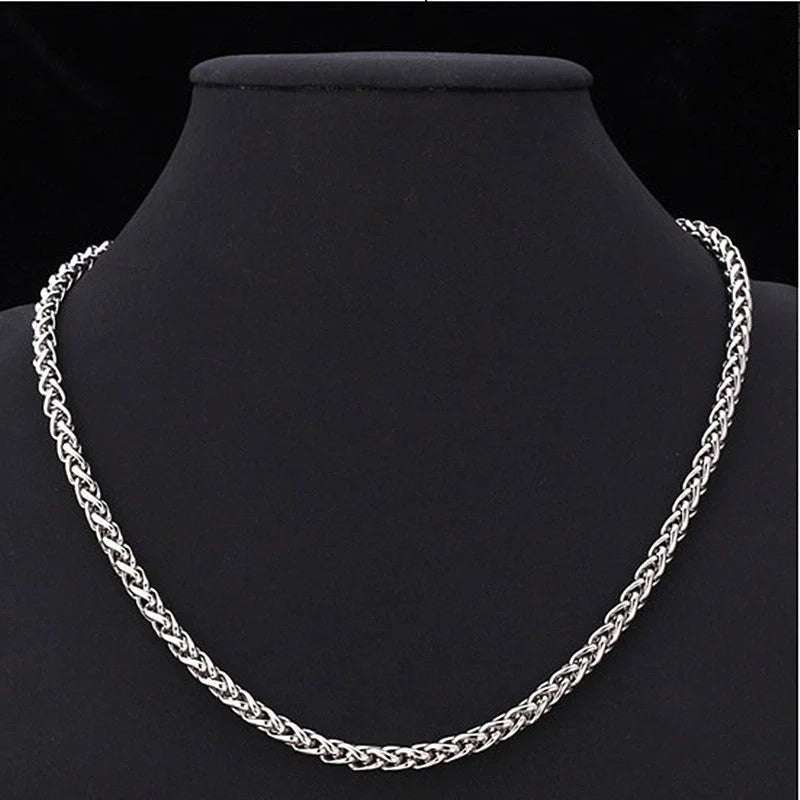 Men's Titanium Steel Keel Chain Necklace in punk style with silver finish