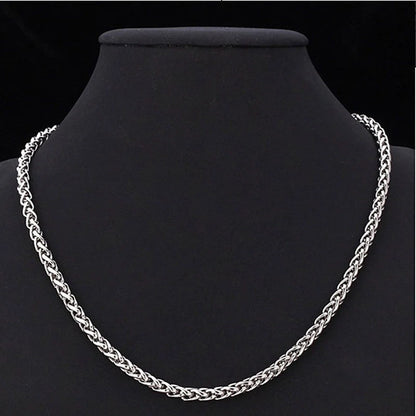 Men's Titanium Steel Keel Chain Necklace in punk style with silver finish