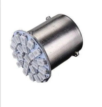 LED automotive brake light and turn signal unit with 22 bulbs for 1156/1157 sockets.