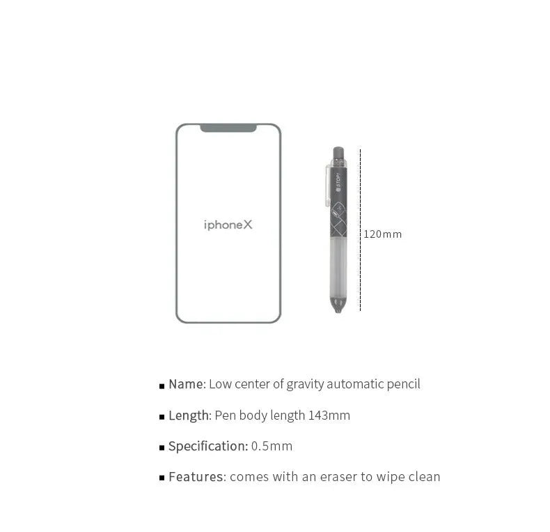 Black and white automatic pencils showing 0.5mm lead tip with minimalist plastic barrel design