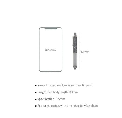 Black and white automatic pencils showing 0.5mm lead tip with minimalist plastic barrel design